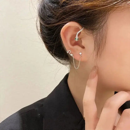 Snake Ear Clip Stud Earrings - Trendy Fashion-Jewearrings