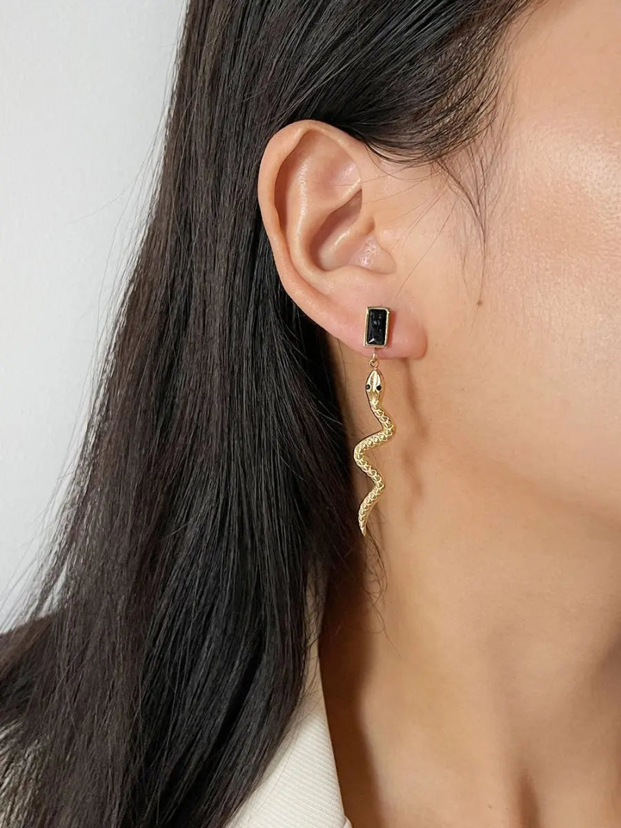 Snake Earrings: Affordable Luxury Square Studs-Jewearrings