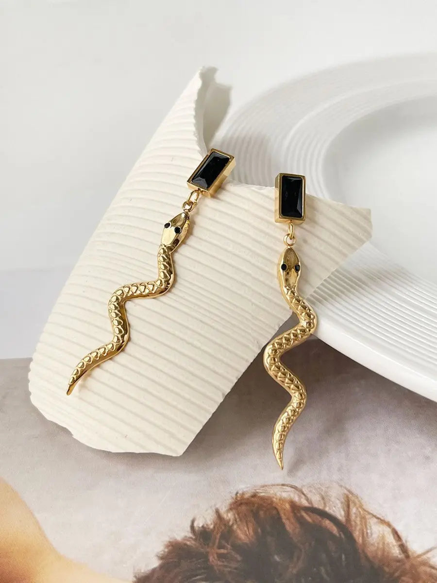 Snake Earrings: Affordable Luxury Square Studs-Jewearrings