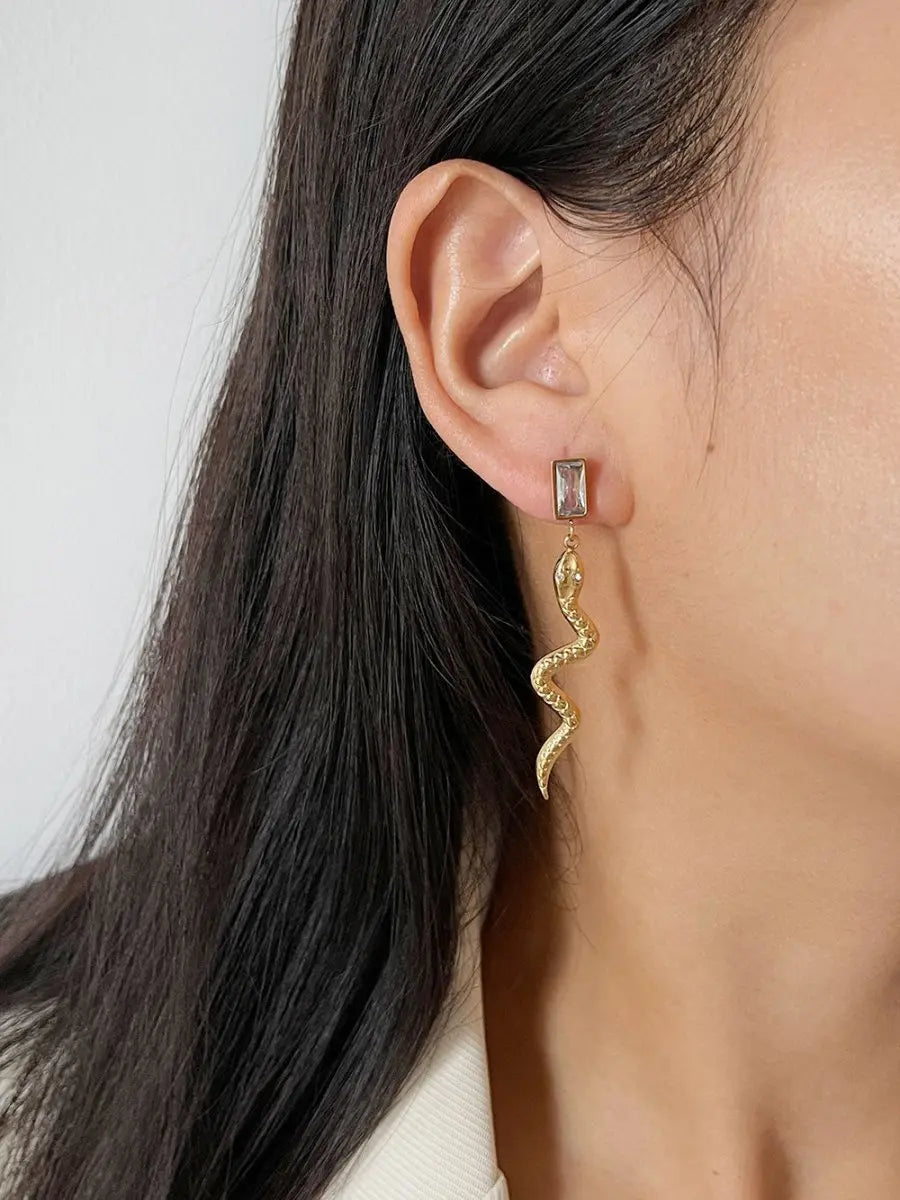 Snake Earrings: Affordable Luxury Square Studs-Jewearrings