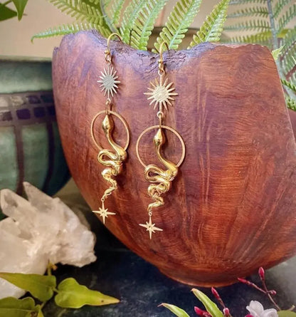 Snake Earrings: Boho Gothic Circle Gold-Jewearrings