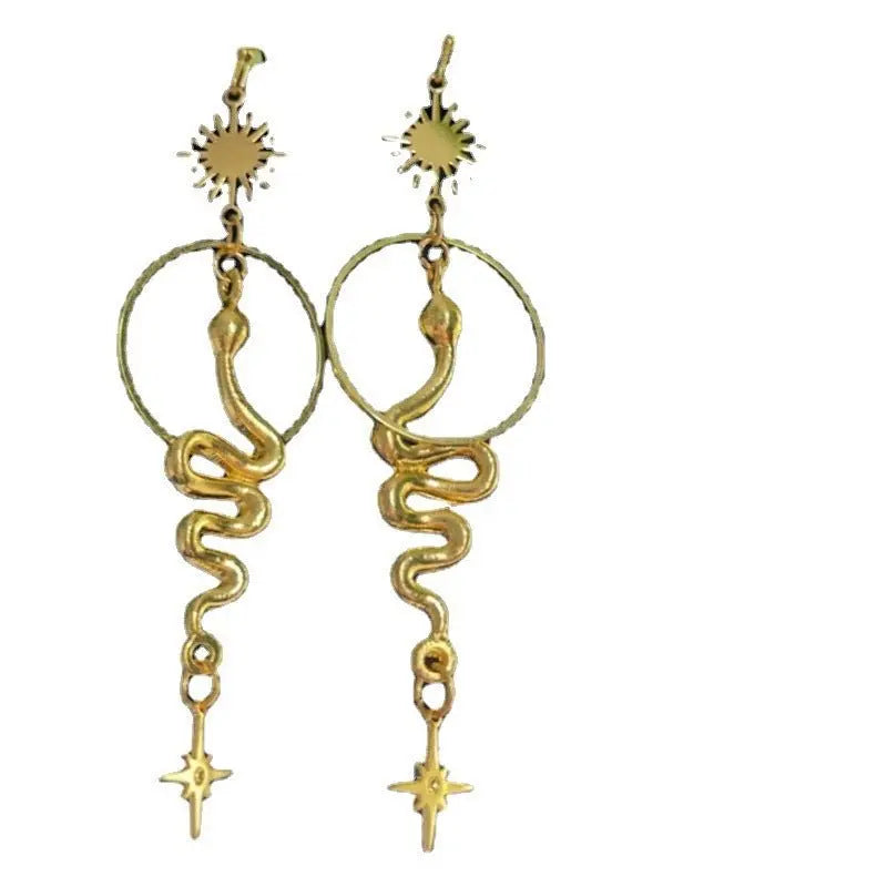 Snake Earrings: Boho Gothic Circle Gold-Jewearrings