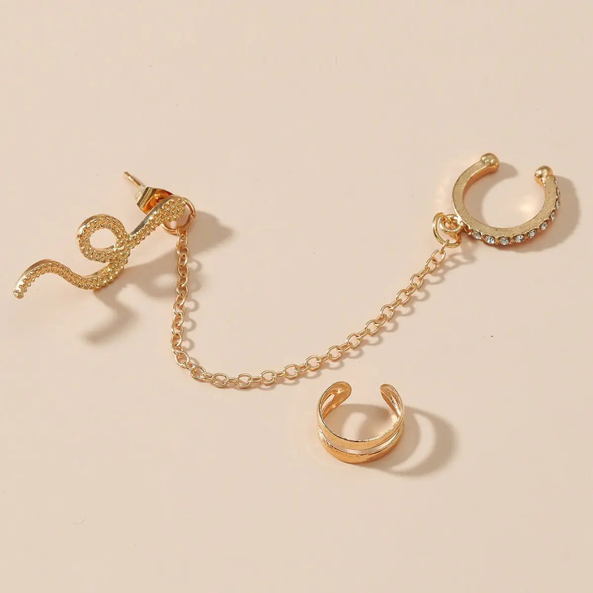 Snake Earrings - Chain Ear Clip Full Diamond Earrings-Jewearrings