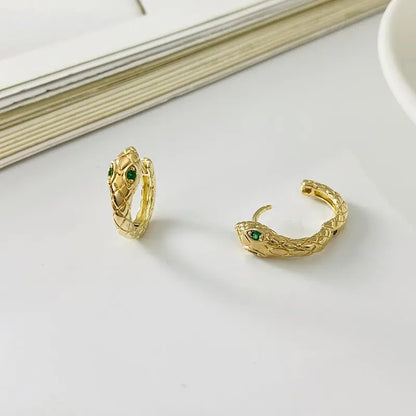 Snake Earrings Copper Plated True Gold-Jewearrings