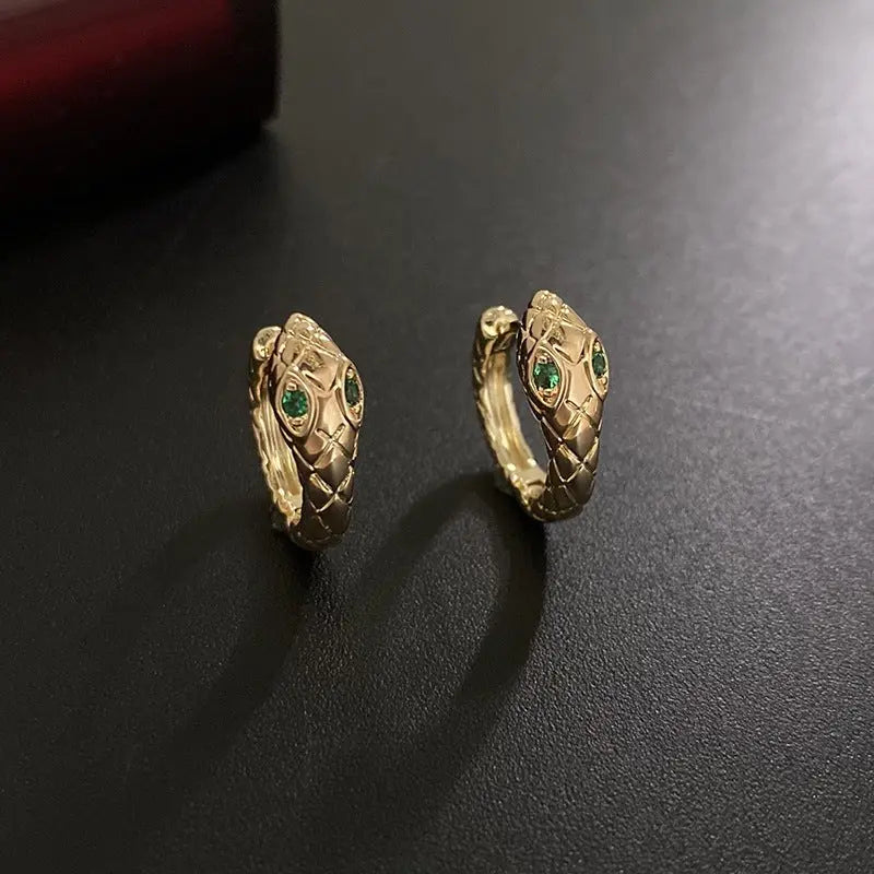 Snake Earrings Copper Plated True Gold-Jewearrings