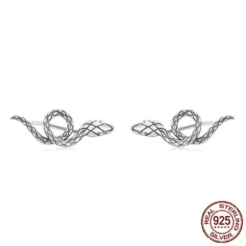 Snake Earrings Creative Sterling Silver Style-Jewearrings