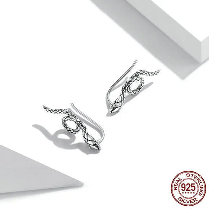 Snake Earrings Creative Sterling Silver Style-Jewearrings