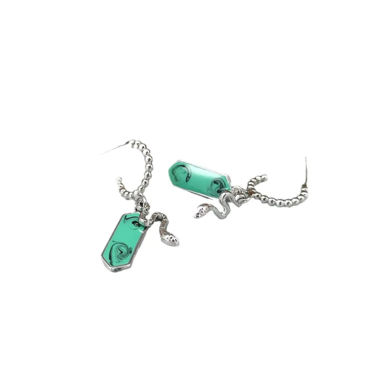 Snake Earrings Emerald Color-Jewearrings