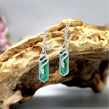 Snake Earrings Emerald Color-Jewearrings