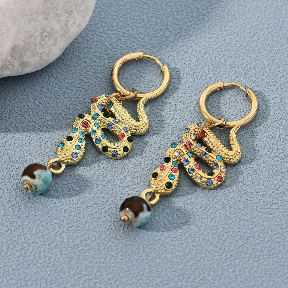 Snake Earrings Exaggerated Popular Earrings-Jewearrings