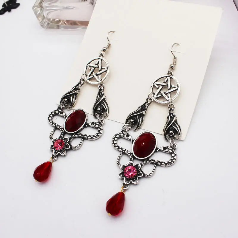 Snake Earrings Fashion Double Water Drop Style-Jewearrings