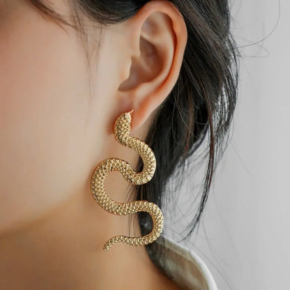 Snake Earrings Fashion Metal Earrings-Jewearrings