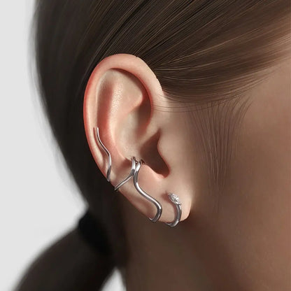 Snake Earrings Fashion Plating Silver Style-Jewearrings