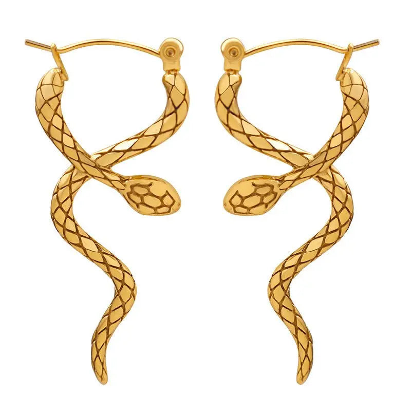 Snake Earrings French Vintage Cross Style-Jewearrings