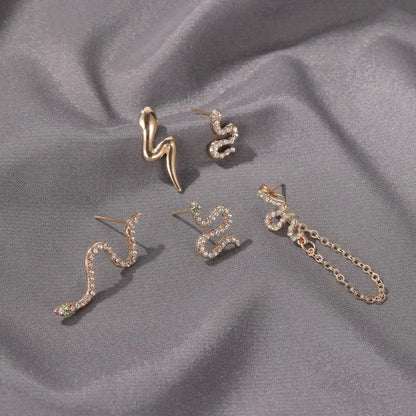 Snake Earrings Full Diamond Serpentine Earrings-Jewearrings