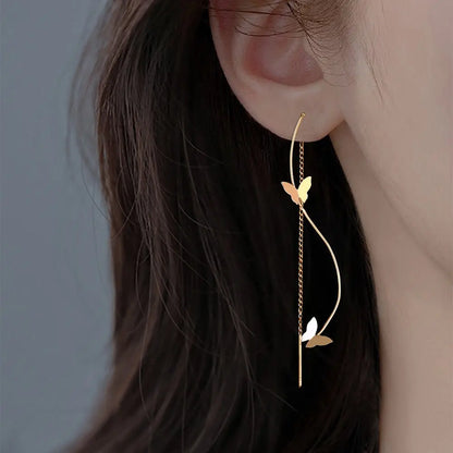 Snake Earrings Gold Copper Butterfly Earrings-Jewearrings