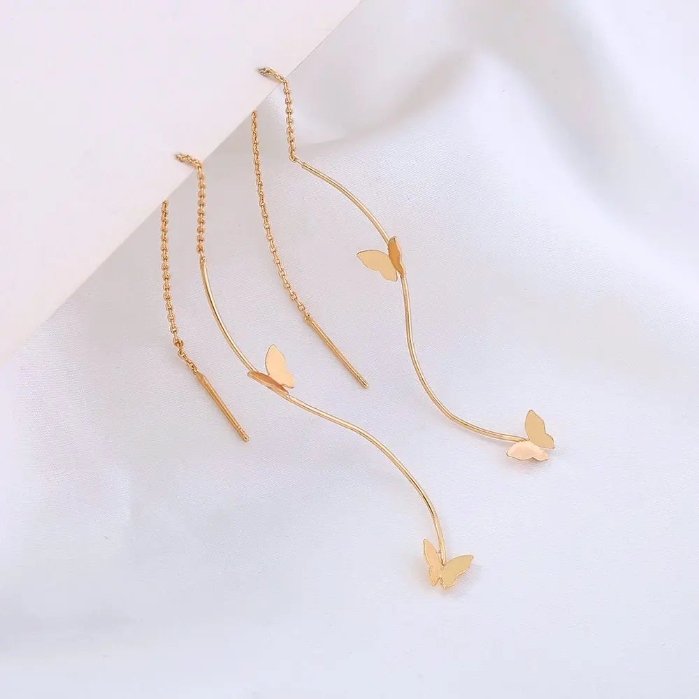 Snake Earrings Gold Copper Butterfly Earrings-Jewearrings