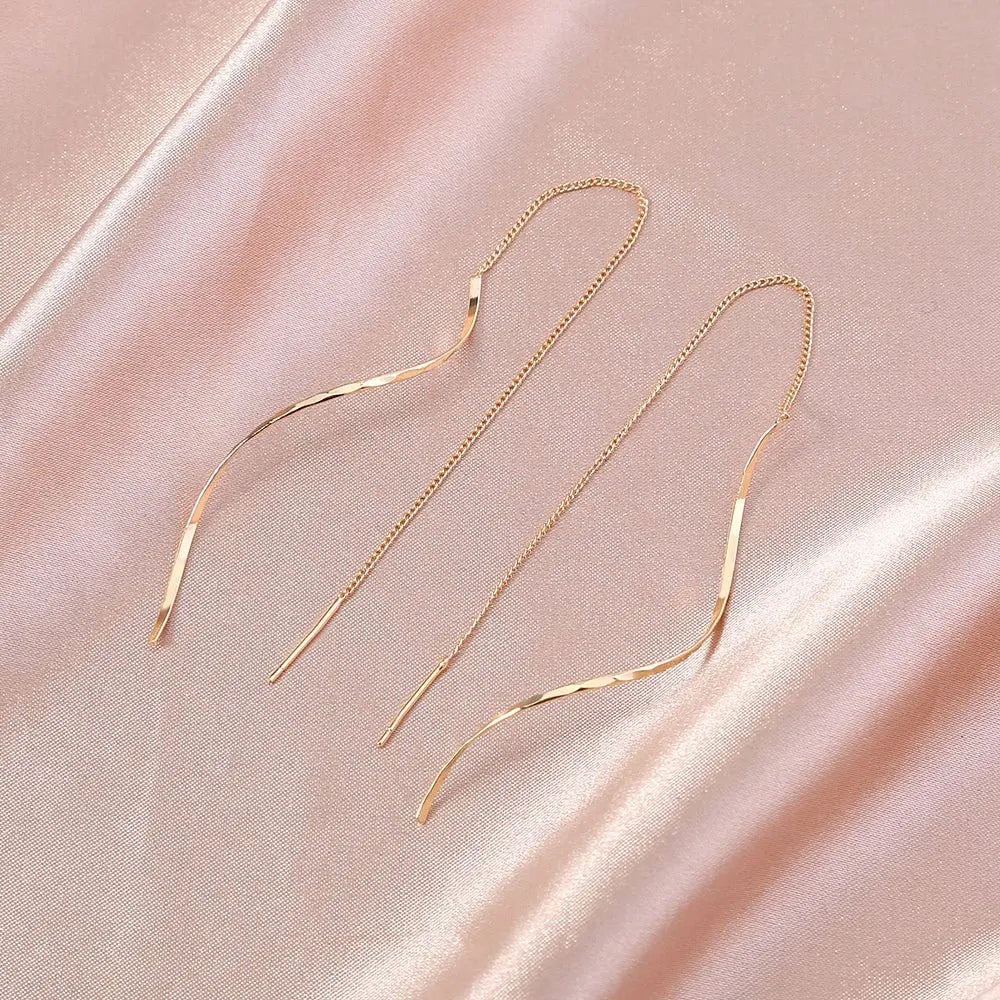 Snake Earrings Gold Copper Long Tassel Earrings-Jewearrings