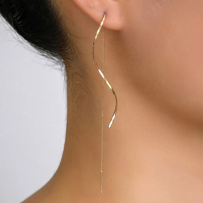 Snake Earrings Gold Copper Long Tassel Earrings-Jewearrings