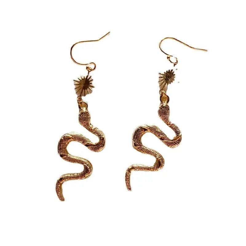 Snake Earrings Gold Pendant Bohemian Earrings-Jewearrings