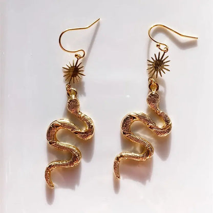 Snake Earrings Gold Pendant Bohemian Earrings-Jewearrings