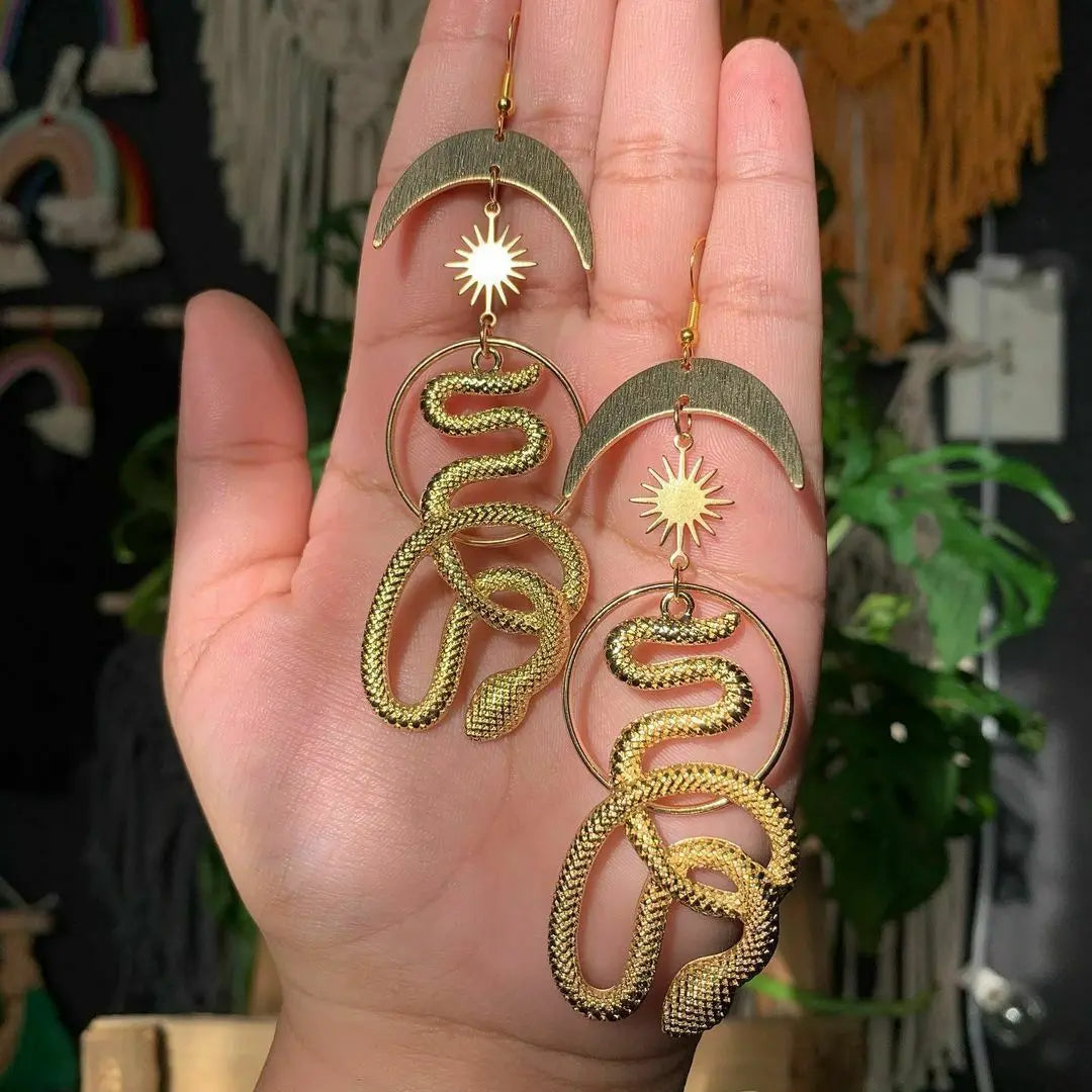 Snake Earrings - Handmade Moon Earrings-Jewearrings