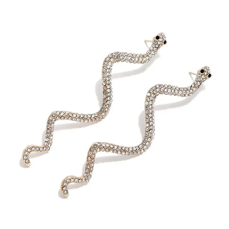 Snake Earrings Ins Twisted Diamond Zodiac Earrings-Jewearrings