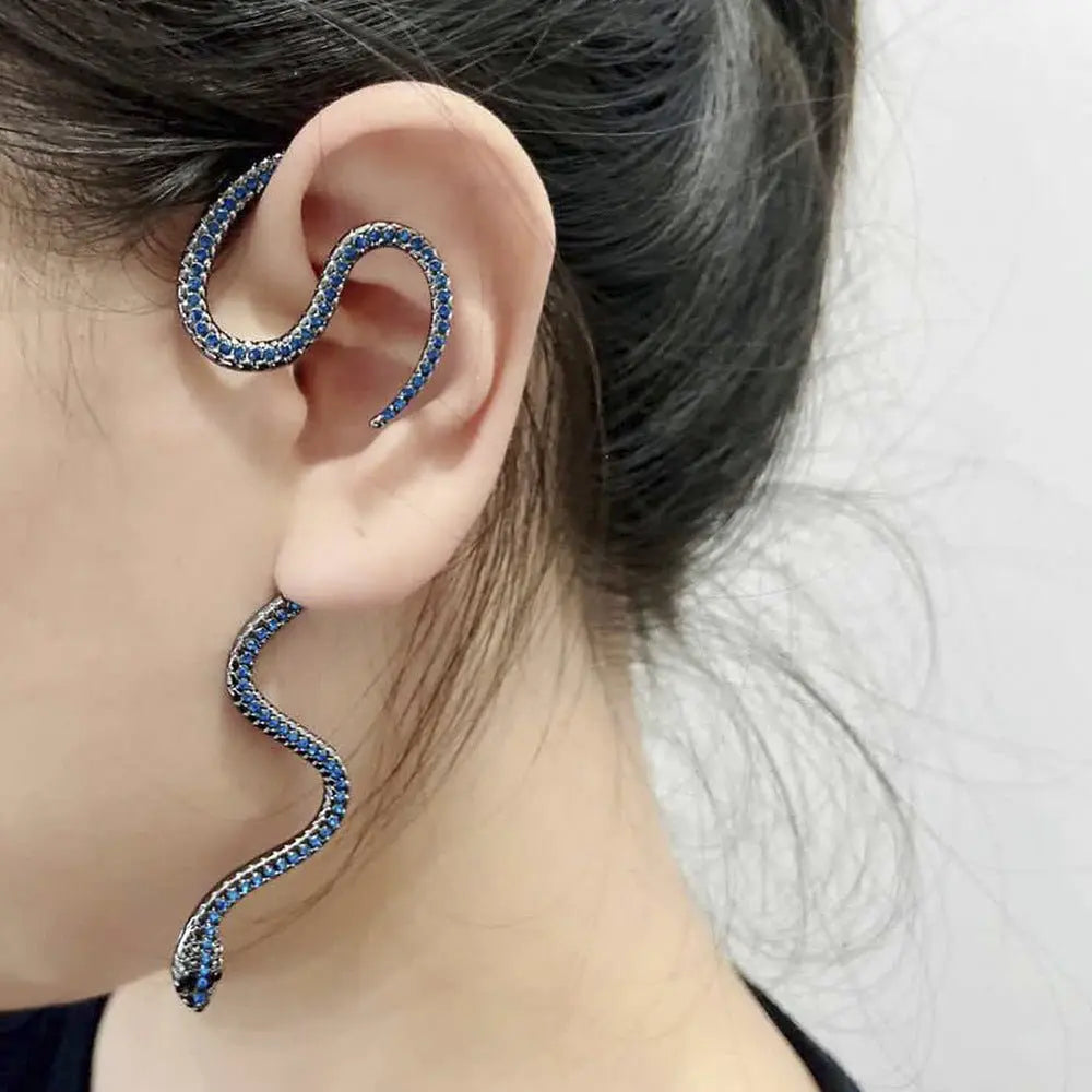 Snake Earrings Non-pierced Long Exaggerated-Jewearrings