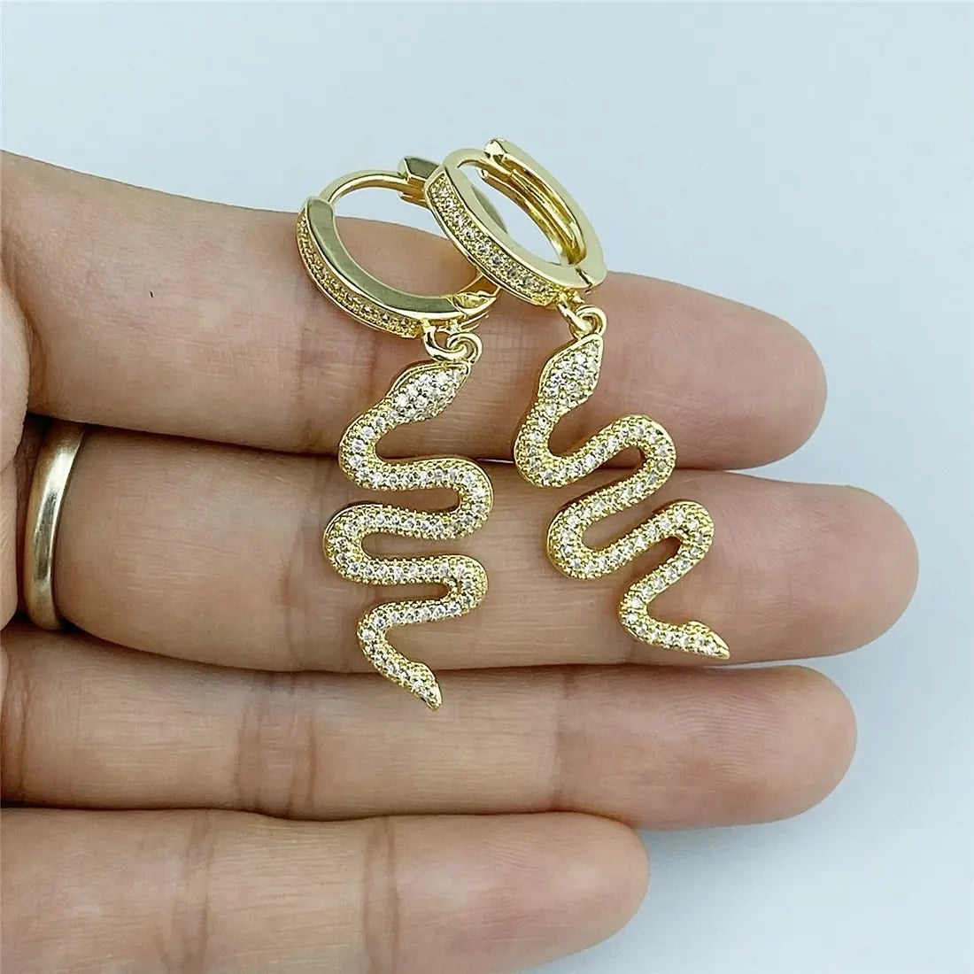 Snake Earrings Personality Big Zircon-Jewearrings