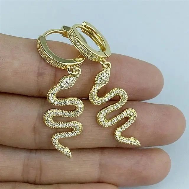 Snake Earrings Personality Big Zircon-Jewearrings