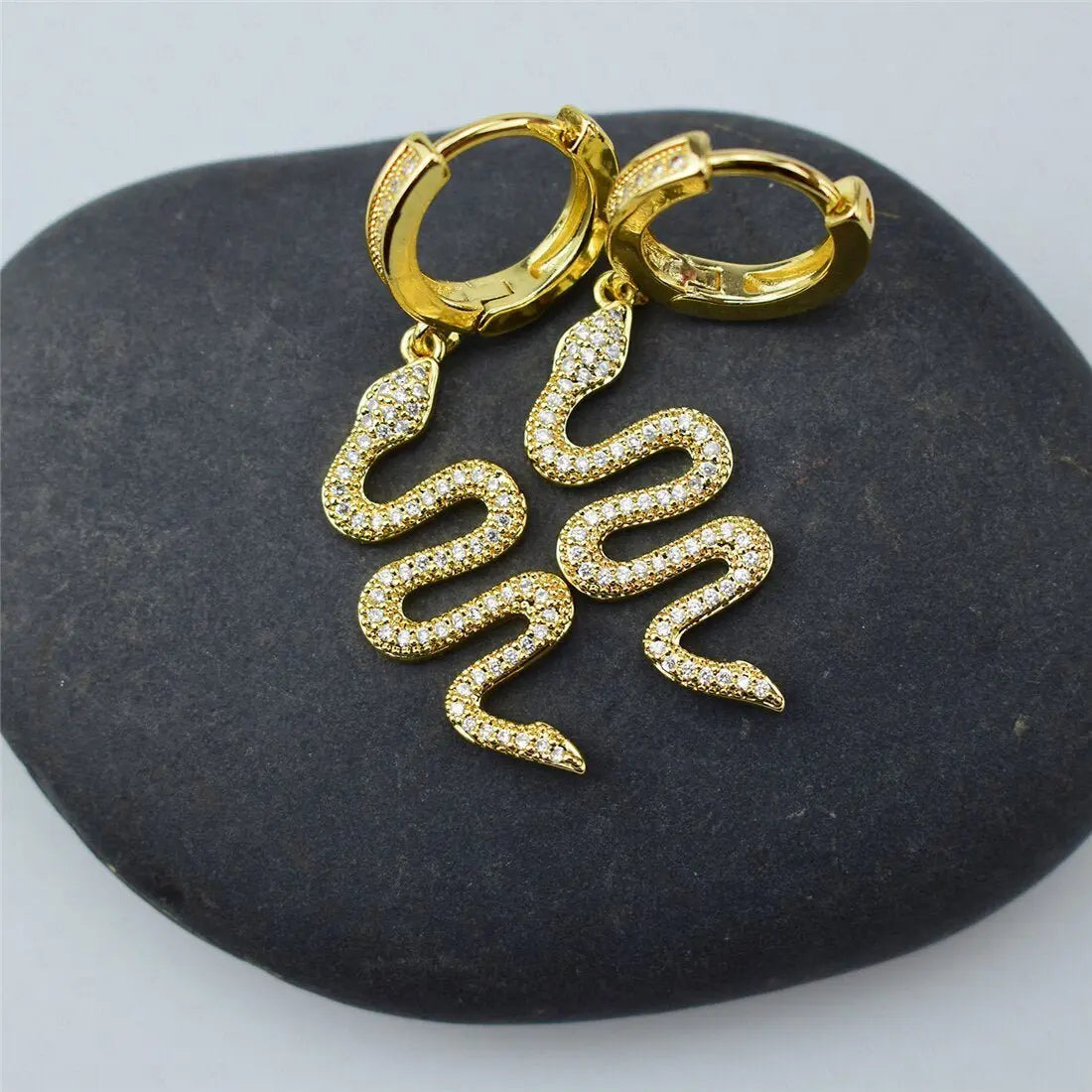 Snake Earrings Personality Big Zircon-Jewearrings