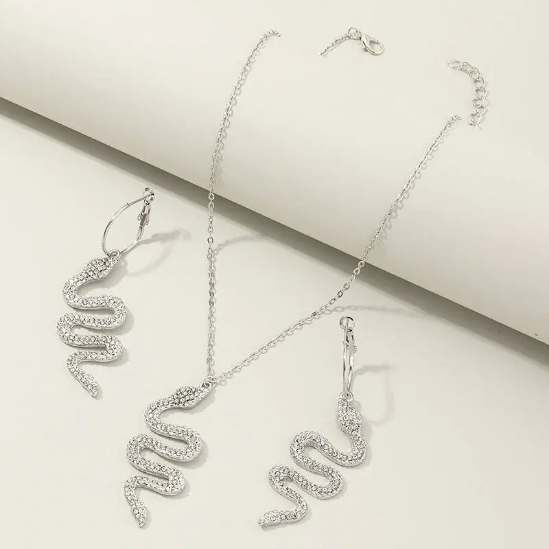 Snake Earrings Personalized Metal Diamond Set-Jewearrings