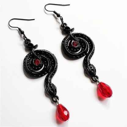 Snake Earrings Red Crystal Snake Earrings-Jewearrings