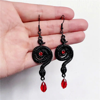 Snake Earrings Red Crystal Snake Earrings-Jewearrings