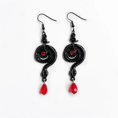 Snake Earrings Red Crystal Snake Earrings-Jewearrings