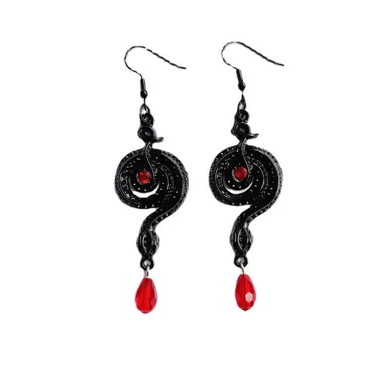 Snake Earrings Red Crystal Snake Earrings-Jewearrings