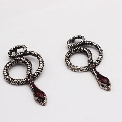 Snake Earrings Retro Silver Enamel Earrings-Jewearrings