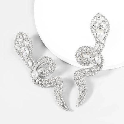 Snake Earrings: Rhinestone Full Diamond Alloy-Jewearrings