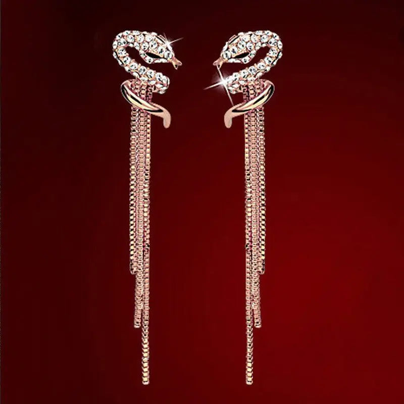 Snake Earrings Rose Gold Alloy-Jewearrings