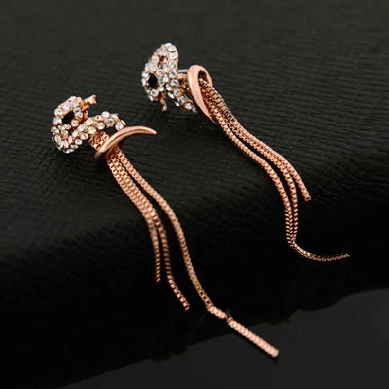 Snake Earrings Rose Gold Alloy-Jewearrings