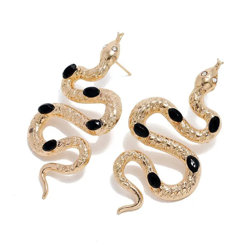 Snake Earrings Simple Diamond Eyes Earrings-Jewearrings