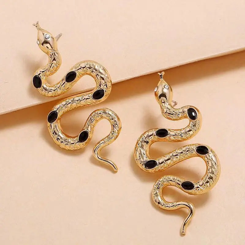 Snake Earrings Simple Diamond Eyes Earrings-Jewearrings