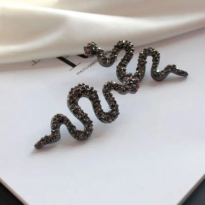 Snake Earrings: Sparkling Diamond Snake Earrings-Jewearrings