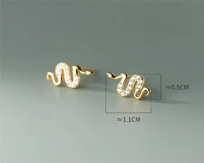 Snake Earrings - Sterling Silver 18K Studs-Jewearrings