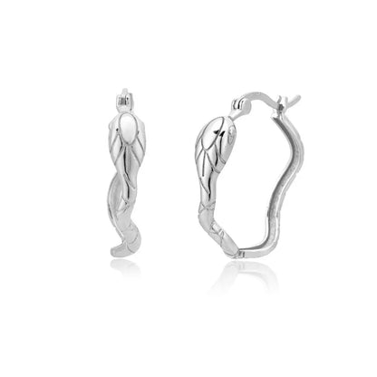 Snake Earrings Sterling Silver Large Earrings-Jewearrings