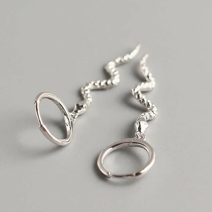 Snake Earrings Sterling Silver Long Earrings-Jewearrings