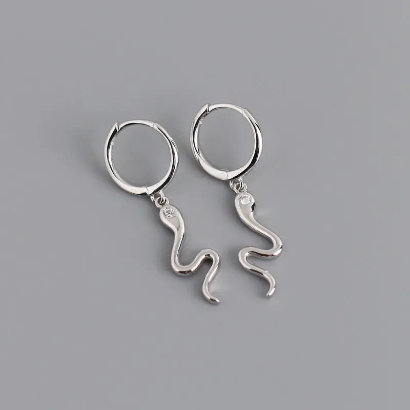 Snake Earrings - Sterling Silver Stud Earrings-Jewearrings