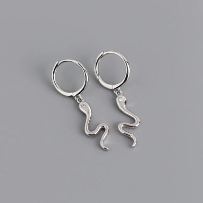 Snake Earrings - Sterling Silver Stud Earrings-Jewearrings