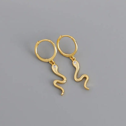 Snake Earrings - Sterling Silver Stud Earrings-Jewearrings