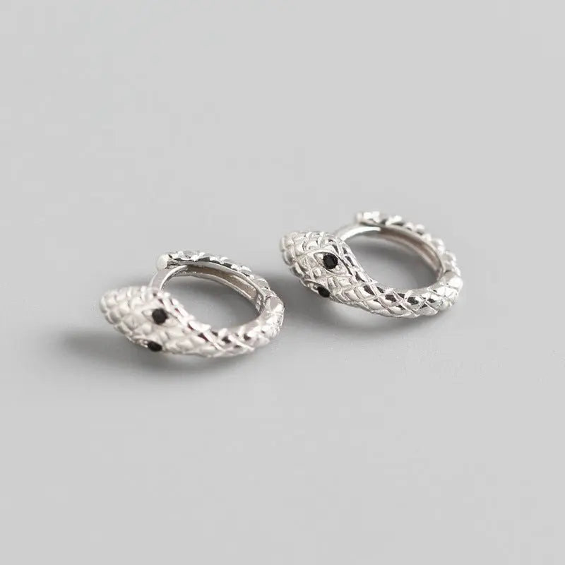 Snake Earrings - Sterling Silver Stud Earrings-Jewearrings